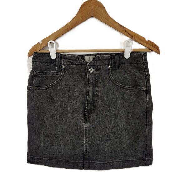 Free People Black Denim Jean Mini Skirt We the Free Sz 28 Small She's All That - Picture 1 of 5